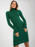 Abito aderente in maglia verde scuro con viscosa