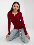 Blusa Bordeaux in Viscosa con Scollo a V