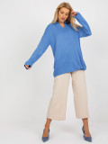 Plavi dugi oversize pulover s ovratnikom RUE PARIS