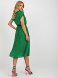 Abito plissettato verde scuro con maniche corte