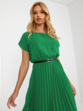 Abito plissettato verde scuro con maniche corte