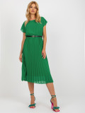 Abito plissettato verde scuro con maniche corte