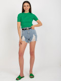 Shorts in denim blu per donna con cintura