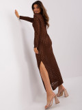 Abito maxi in maglia marrone scuro