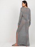 Abito maxi grigio in maglia con maniche lunghe