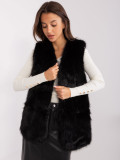 Gilet nero in pelliccia sintetica con fodera