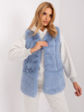 Gilet in pelliccia blu con chiusura