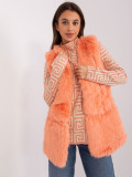 Gilet in pelliccia color pesca con fodera