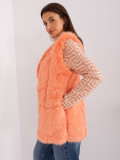 Gilet in pelliccia color pesca con fodera