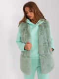 Gilet in pelliccia pistacchio con tasche