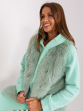 Gilet in pelliccia pistacchio con tasche