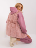 Gilet in pelliccia rosa chiaro da donna