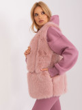 Gilet in pelliccia rosa chiaro da donna