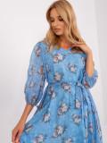 Abito oversize blu con stampa floreale