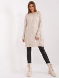 Abito midi beige con maniche lunghe