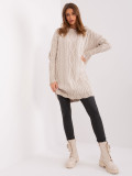 Abito midi beige con maniche lunghe
