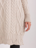 Abito midi beige con maniche lunghe