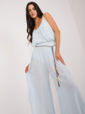 Pantaloni blu eleganti a vita alta