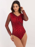 Elegantno crveno body s dugim rukavima