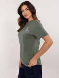 Blusa khaki elegante con maniche corte