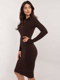 Elegante vestito marrone con maniche lunghe