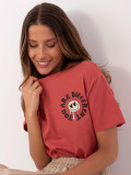T-shirt corallo a maniche corte