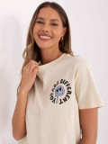 T-shirt beige a maniche corte