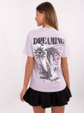 T-shirt viola stilosa con stampa