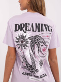 T-shirt viola stilosa con stampa