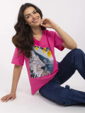 T-shirt elegante a maniche corte in rosa scuro