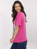 T-shirt elegante a maniche corte in rosa scuro