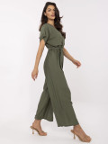 Salopette khaki elegante con maniche corte