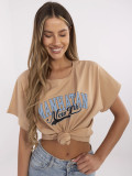 T-shirt elegante a maniche corte in colore camel