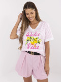 Blusa rosa elegante con scollo a V