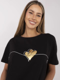 T-shirt nera elegante con maniche corte