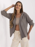 Blusa grigia con cappuccio
