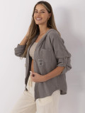 Blusa grigia con cappuccio
