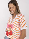 Blusa arancione comoda con scollo a V