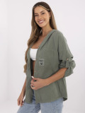 Camicia khaki elegante con cappuccio