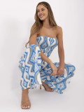 Salopette bianco-blu con motivo geometrico