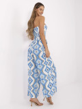Salopette bianco-blu con motivo geometrico