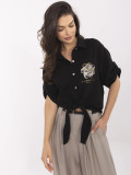 Stilizirana crna bluzica s 3/4 rukavima