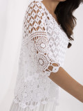 Blusa bianca boho con maniche 3/4