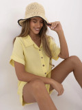 Camicia gialla elegante con maniche corte