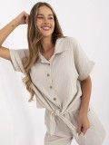 Camicia beige a maniche corte
