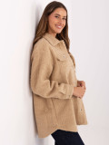 Giacca beige casual stile camicia con colletto