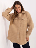 Giacca beige casual stile camicia con colletto