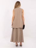 Gilet lungo elegante beige con fodera