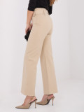 Pantaloni eleganti beige in tessuto con vita alta e cintura