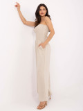 Tuta beige con gambe larghe